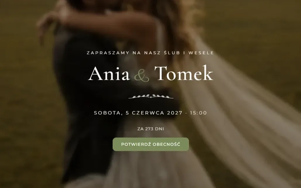 Przykładowa strona weselna w motywie Rustykalny
